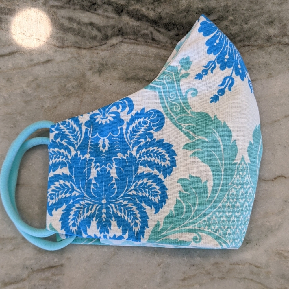 Blue and Teal Jacquard Face Mask